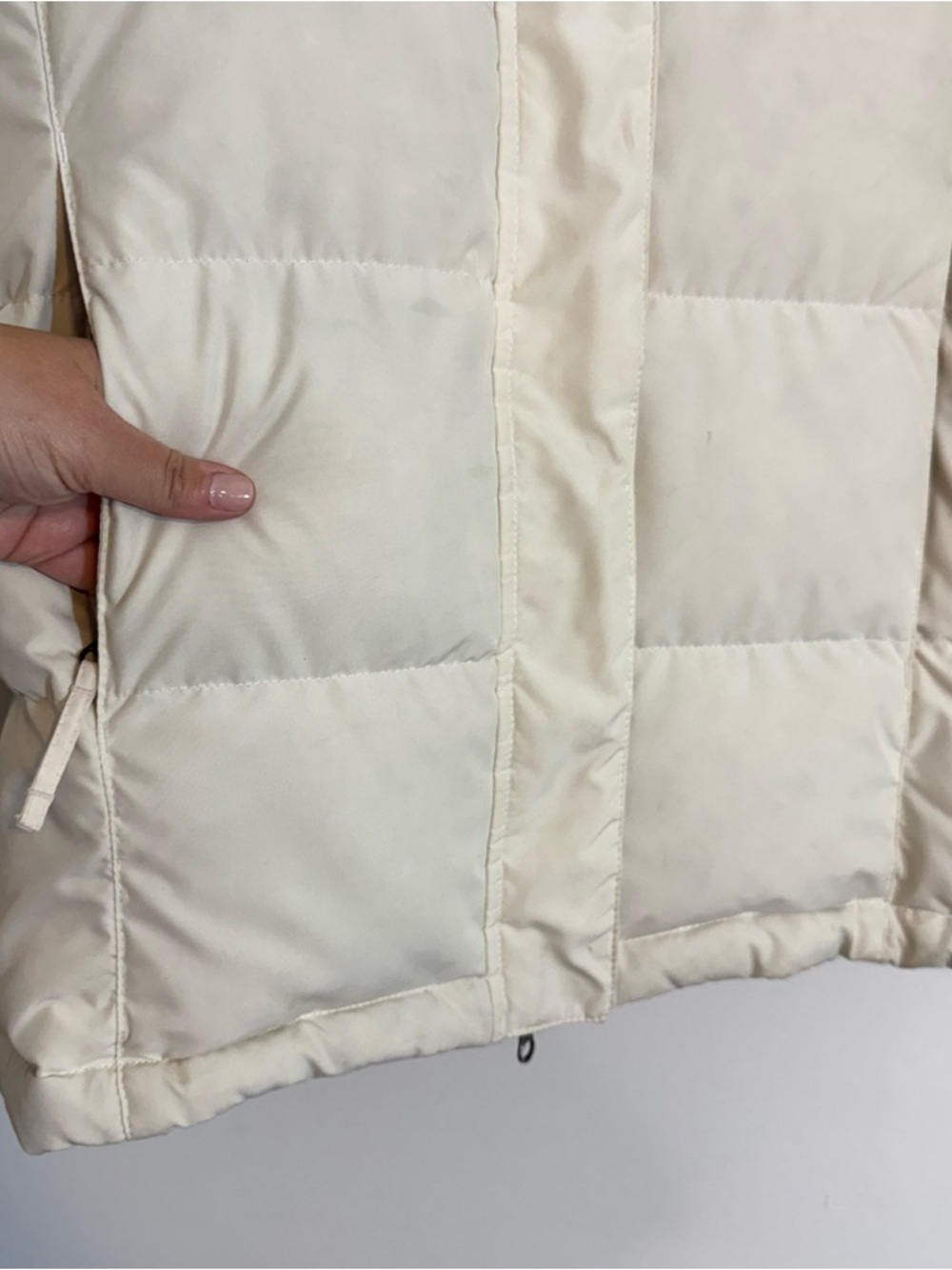 L.L.Bean Cream Down Puffer Jacket Women’s Small Quilted Coat Full Zip Gorpcore - Picture 5 of 11